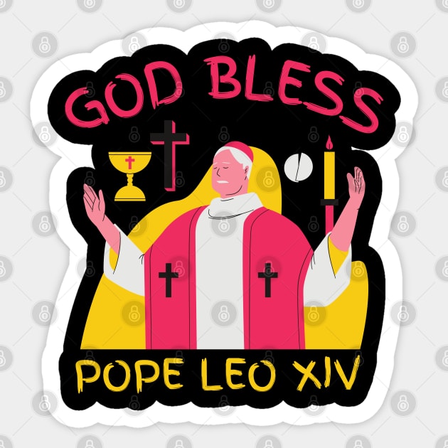 God-Bless-Pope-Leo-XIV Sticker by Creatifly Graphic Tees